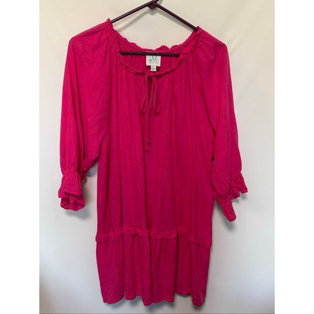 M Shopthemint.com women’s babydoll hot pink linen cotton dress size large NWOT